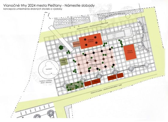 Návrh priestorového usporiadania Vianočných trhov 2024